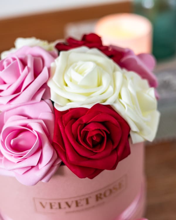 Everlasting Artificial Multi-Coloured Roses Box