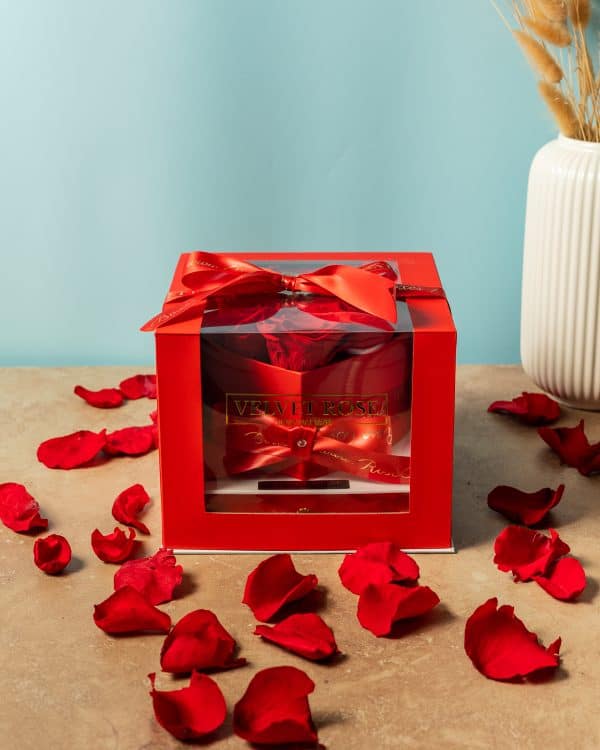 Valentines Day Roses & Chocolate Box - Real Preserved Roses That Last Up To 3 Years With Luxury Chocolates